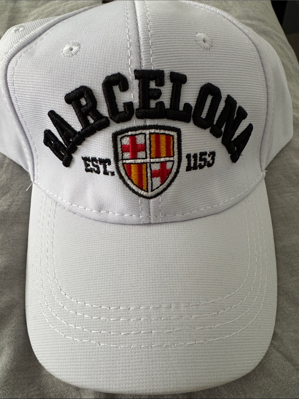 Barcelona Embroidered White Baseball Cap